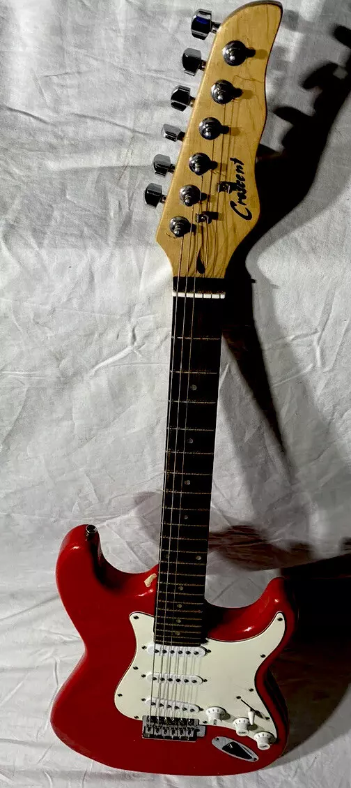 Crescent Strat Guitar Candy Apple Red. Guitar Red Guitar. Decent Shape Guitar