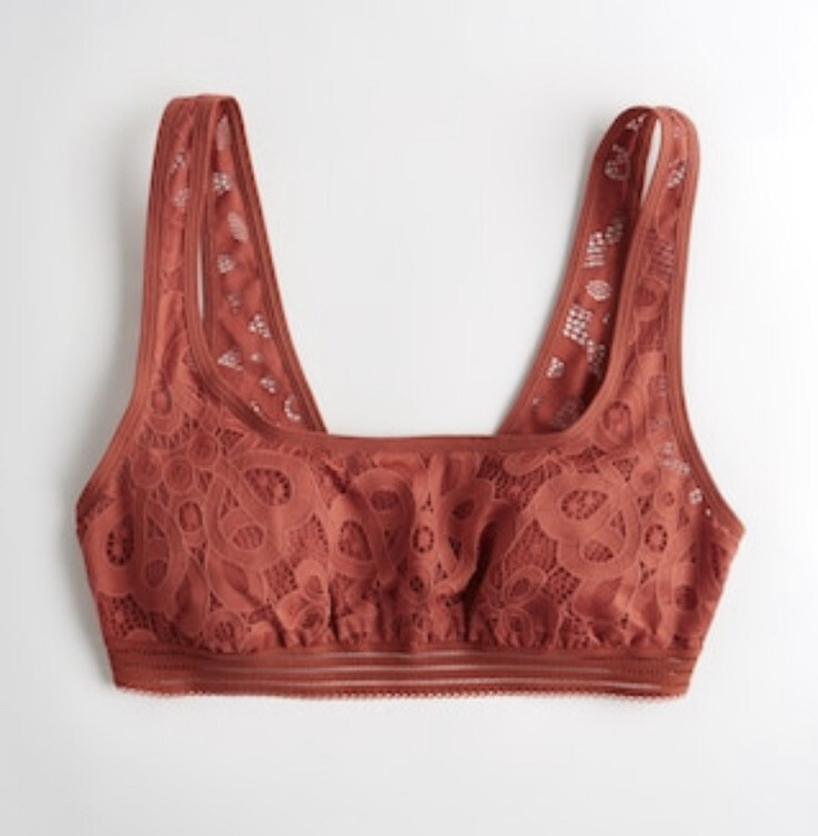 Brand New With Tags Hollister Bralette Red Rust Scoop Lace Crochet