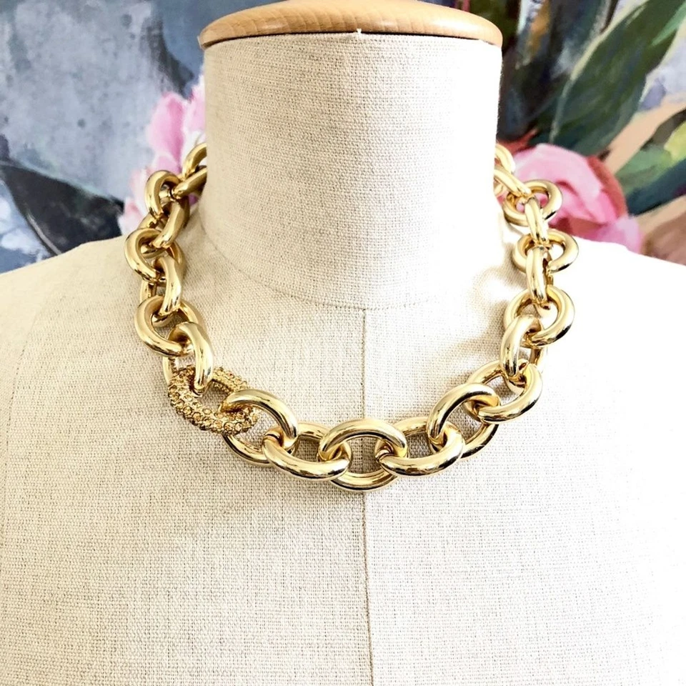 Banana Republic Glamour Pave GEMSTONE STATEMENT Toggle Necklace NWT 125