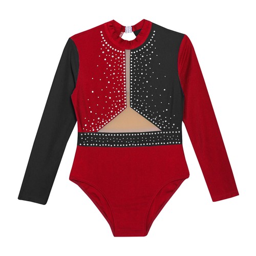 Kids Girls Jumpsuit Ballerina Bodysuit Color Block Dancewear Performance Teens - Picture 90 of 104