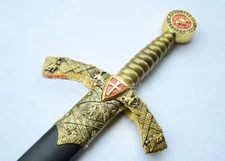S0170 MEDIEVAL GOLD NOBLE KNIGHT CRUSADER TEMPLAR ARMING SWORD RED CROSS 42.7"