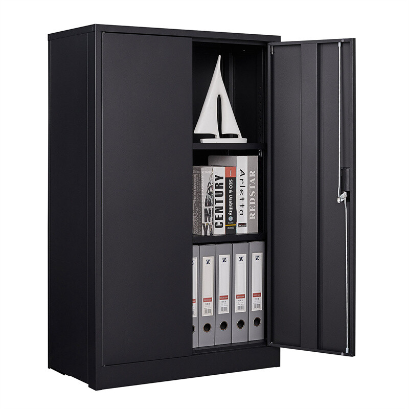Metal Garage Tool File Storage Cabinet Steel Lackable Door Cabinet w/2 Shelf