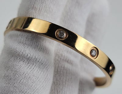 Gold-Tone Crystal Hinged Bangle Bracelet You main image 4