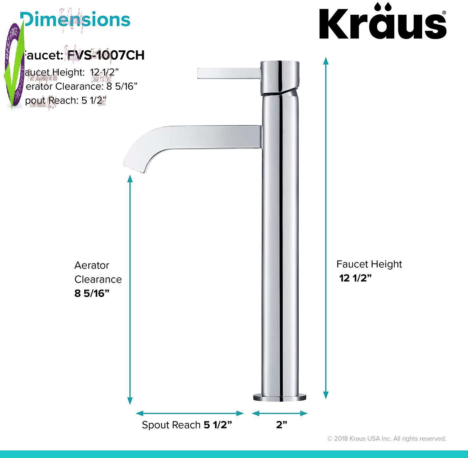 Kraus Fvs 1007ch Ramus Single Lever Vessel Bathroom Faucet Chrome