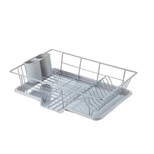 Space-Saving 3-Piece Dish Drainer Rack Set with Cutlery Holder - Maximize Kit...