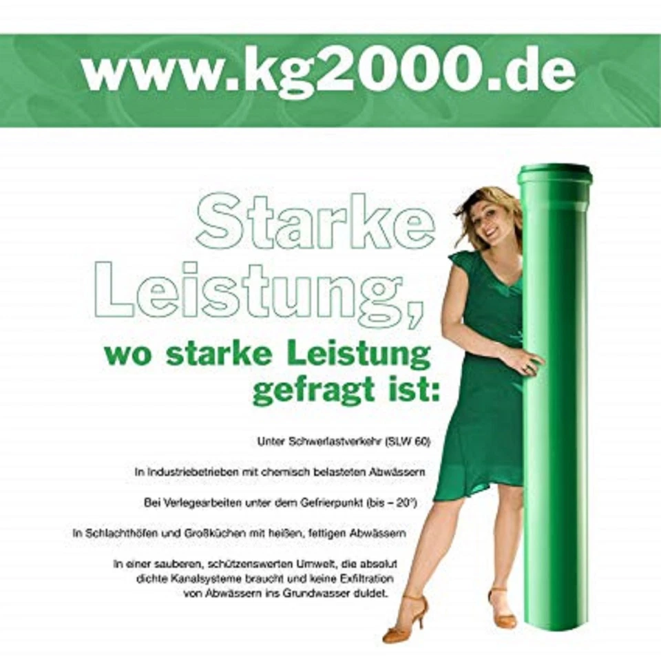 KG 2000 Rohr, KG  Muffe Stopfen Übergang Bogen Abzweig Dn100 bis DN 250 grün - Bild 4 von 4