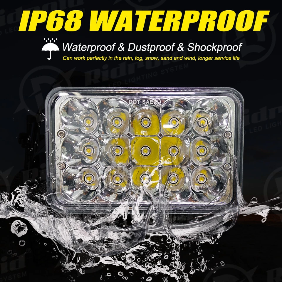 4x 4x6" pulgadas 90W rectangular LED faro haz de sello alto-bajo para Peterbilt Kenworth Foto 4 de 4