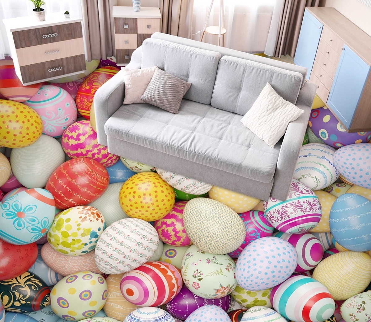 Decorated Easter Eggs Wallpapers Easter Eggs Wood Fance On Spring