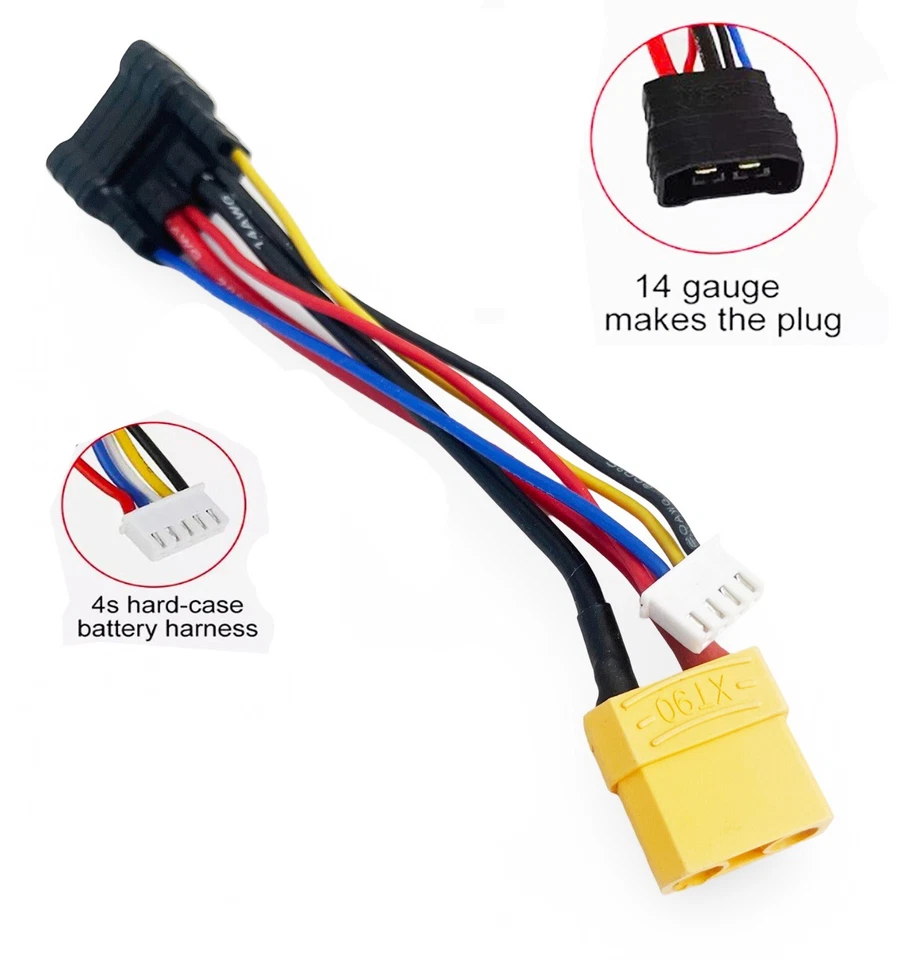 4S Balance Lead Charging Connector Cable Adapter for TRX 1/8 RC Car 190MM XT90 - Image 3 of 4