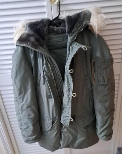N3B Snorkel Military Coat Fur Hooded Parka Extreme Cold Weather SM Vintage 80's - Picture 3 of 6