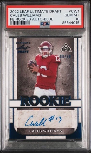 2022 Leaf Ultimate Draft  Caleb Williams Rookie Auto /50 RC Bears QB PSA 10