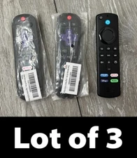 Lot/3 Universal Replacement Remote Controls for Smart TVs, Streaming, Black