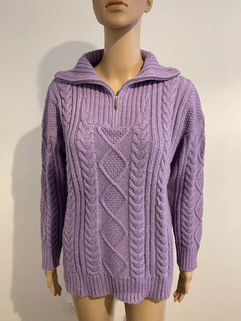 Suzanne Grae Mauve Cable Knit Jumper Women's Size Large L Pullover Sweater