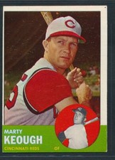 1963 Topps #21 MARTY KEOUGH Cincinnati Reds ~  VG+ wrinkle