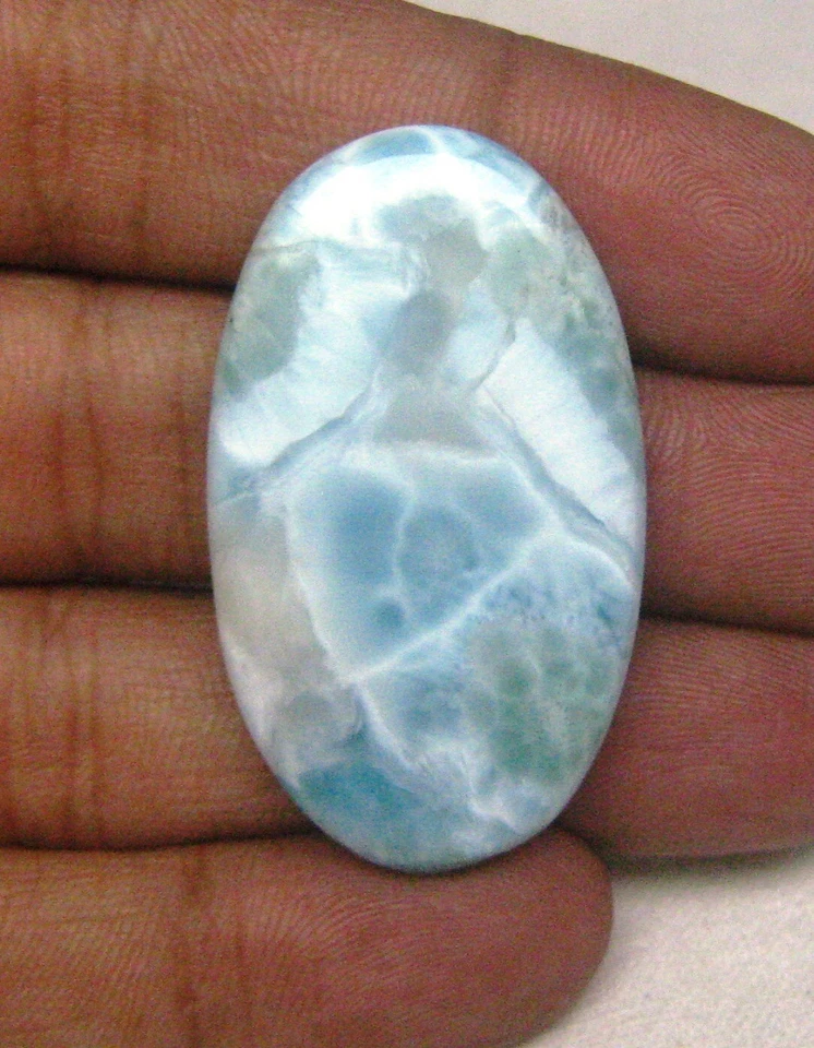 Cabujón natural Larimar forma ovalada 72,95 quilates piedra preciosa suelta J 770 Foto 3 de 4