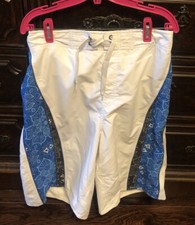 Roundtree  Yorke Men's SZ Medium Blue White Swim Trunks Board Shorts Lined