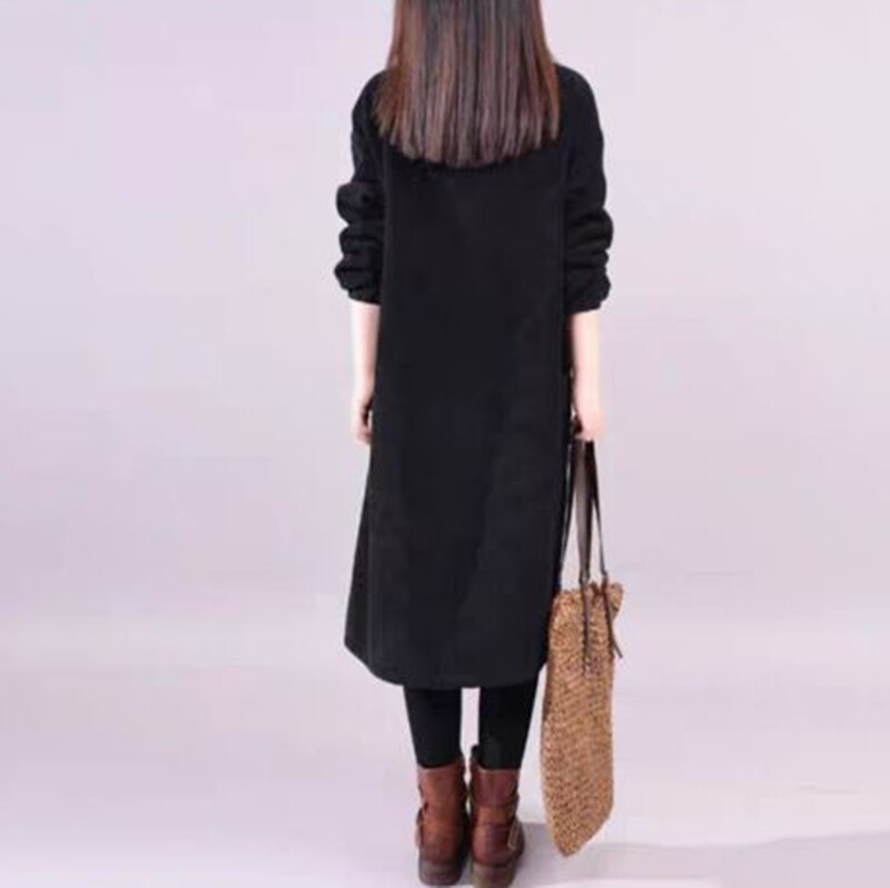 fleece midi dress Fleece and lace midi dress Woman, Black
