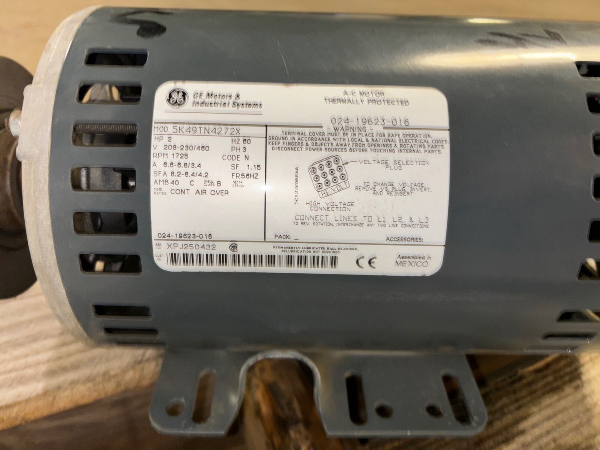 York 2 HP, 208-230/460V,3 PH, 1725 RPM, Fr 56HZ, Rigid, Blower