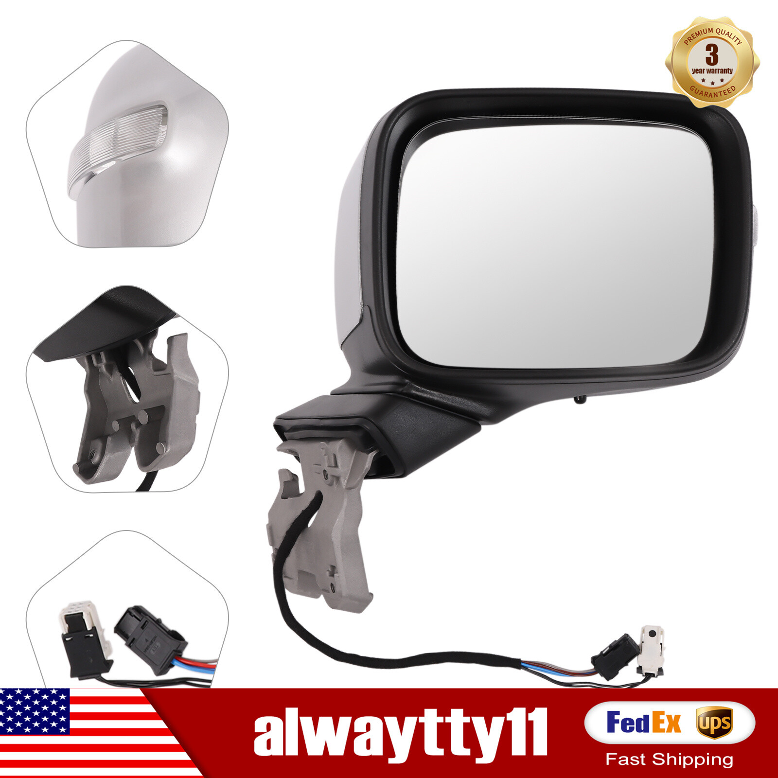 Silver Mirror Passenger Right Side for 2015 2016-2021 Jeep Renegade Adjustable