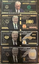 45th/47th President Donald Trump 4pcs/ 2024 $1000 Black Gold Foil Banknotes SetB
