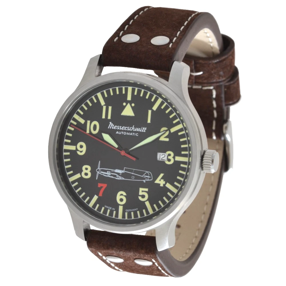 Messerschmitt Fliegeruhr ME109-42R7 Rote 7 Automatik SW200 wasserdicht 5ATM - Bild 1 von 3