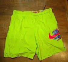 Nike Training Shorts Mens L Lime Green Woven Graphic Active Fitness