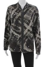 St. John Sport Women Bomber Jacket Wool Multicolor V-Neck Long Sleeve Size S