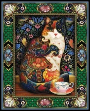 Painted Cat - Chart Counted Cross Stitch Patterns Needlework DMC Color DIY