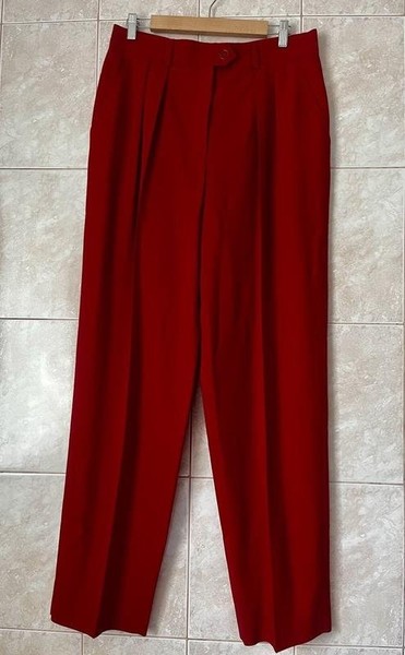 Women Vintage Hollywood Trousers Red Wool 38 / M /