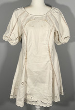 Free People Wanna Dance Women's Size L Ivory Mini Dress NWT