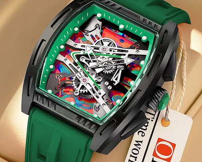 Men s Barrel-Shaped Quartz Watch   Luminous Dial, Phantom Style Design, Sleek Bu