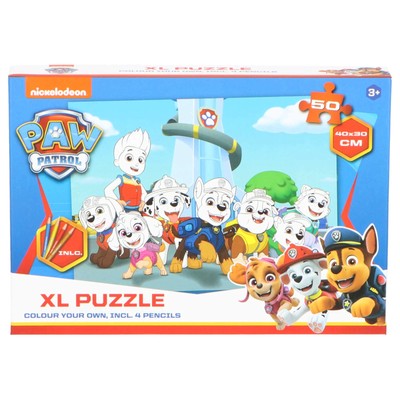 PAW PATROL Puzzle XL 50 Teile zum Ausmalen inkl. Stifte Kinder Malpuzzle