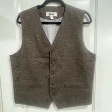 Joseph Abboud Gray Brown Steampunk Vest Waistcoat Mens L Rayon Wedding Formal