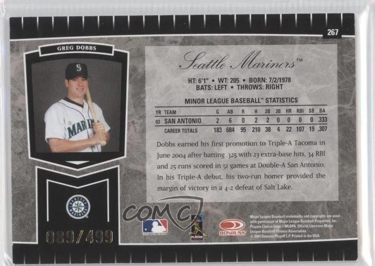 2004 Leaf Certified Cuts Rookie /499 Greg Dobbs #267 Rookie Auto RC - Image 2 of 2