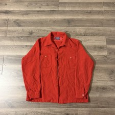 Vintage 1960s Pendleton Wool Loop Collar Mens size Large USA Made Solid Red