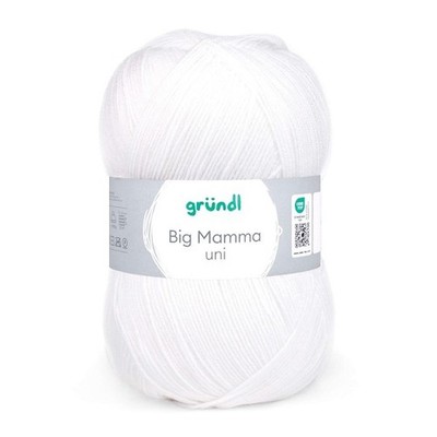 GRÜNDL WOLLE BIG MAMMA UNI 400 g WEISS HANDSTRICKGARN 100g/2,45 