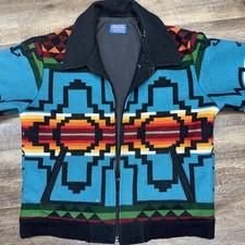 Pendleton Geometric Multicolor Western Bomber Jacket Size L Full Zip