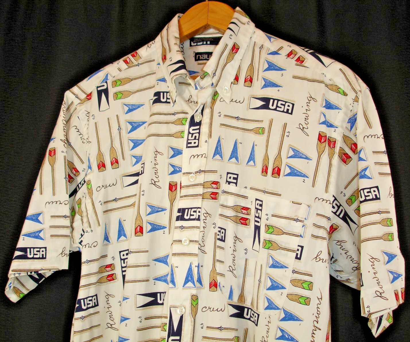 FILA Camicia Nautica uomo M USA canottaggio manica corta bottoni davanti