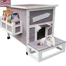 Weatherproof Wooden House Small Pets Easy Assembly Cat Friendly Design New