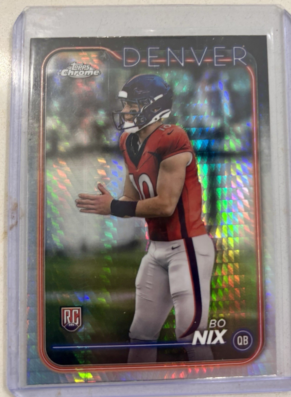 2024 Topps Chrome - Rookies Bo Nix #206 Prism Refractor (RC)