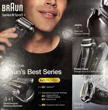 Braun Series 9 Sport + Electric Shaver with Clean and Charge Station & Powercase