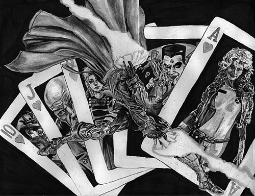 Gambit X-Men Marvel Comics superhero pencil and ink drawing