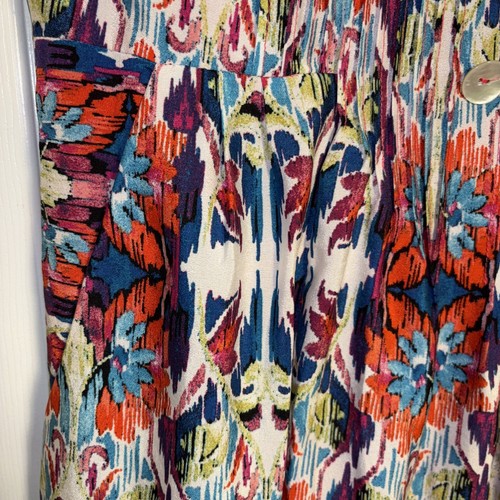 Chris McLaughlin Dress 10 Bright Multi Colored Buttons & Tucked Front W Pockets - Picture 4 of 13