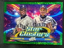 2025 Topps Cosmic Chrome Ken Griffey JR Ichiro Star Clusters Green Refractor /75