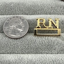 RN Registered Nurse Name Tag ID Holder Gold Toned Pin Pinback 64204