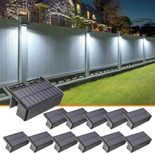 VOLISUN Solar Deck Lights Outdoor Fence 12-Pack, Cool White+Warm White 