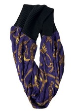 Ralph Lauren Purple Equestrian Print Tubular Infinity Loop Scarf Black -New