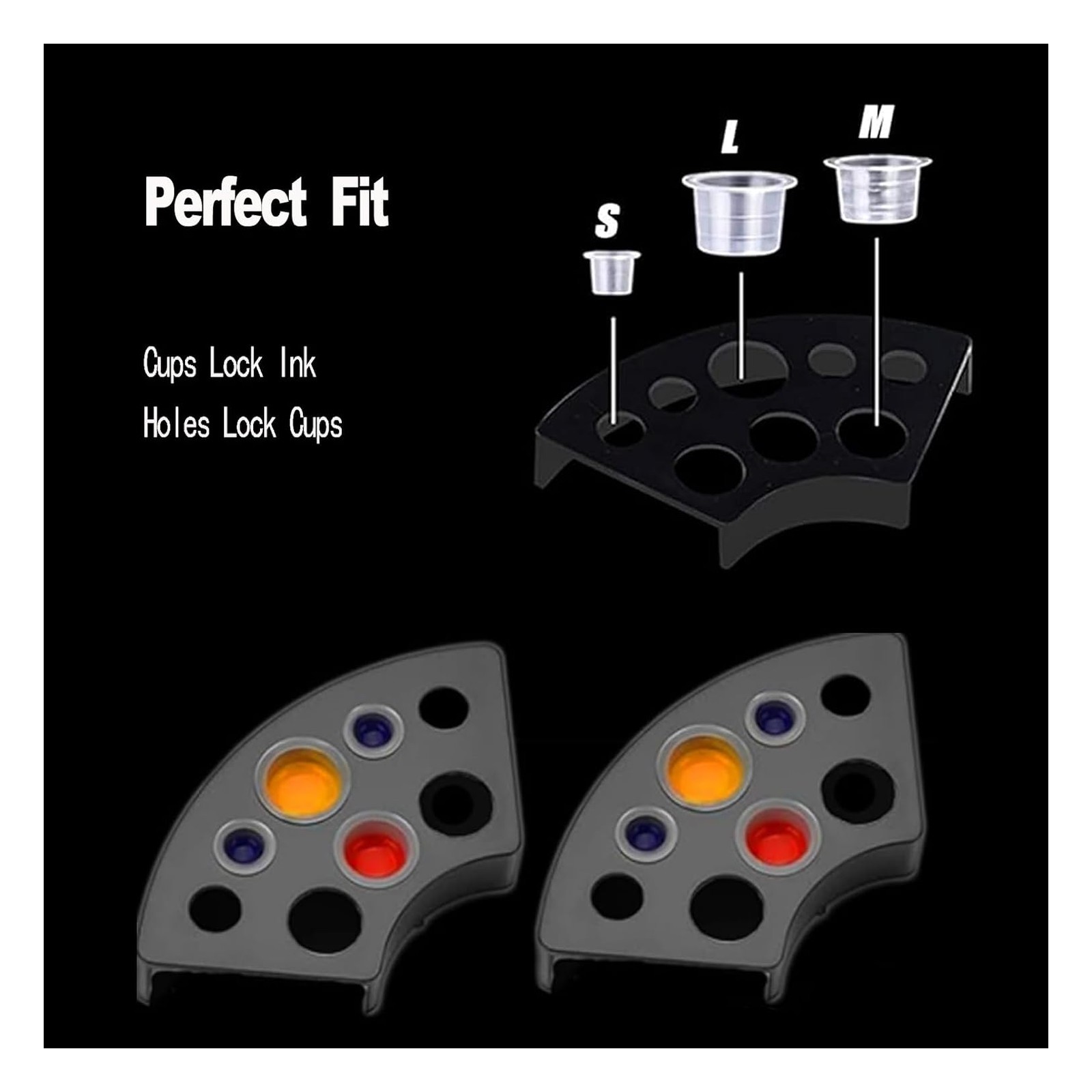 Tattoo Ink Caps Kit - Beoncall 300pcs Tattoo Ink Cups Tattoo SML Size Mixed and - second product detail image