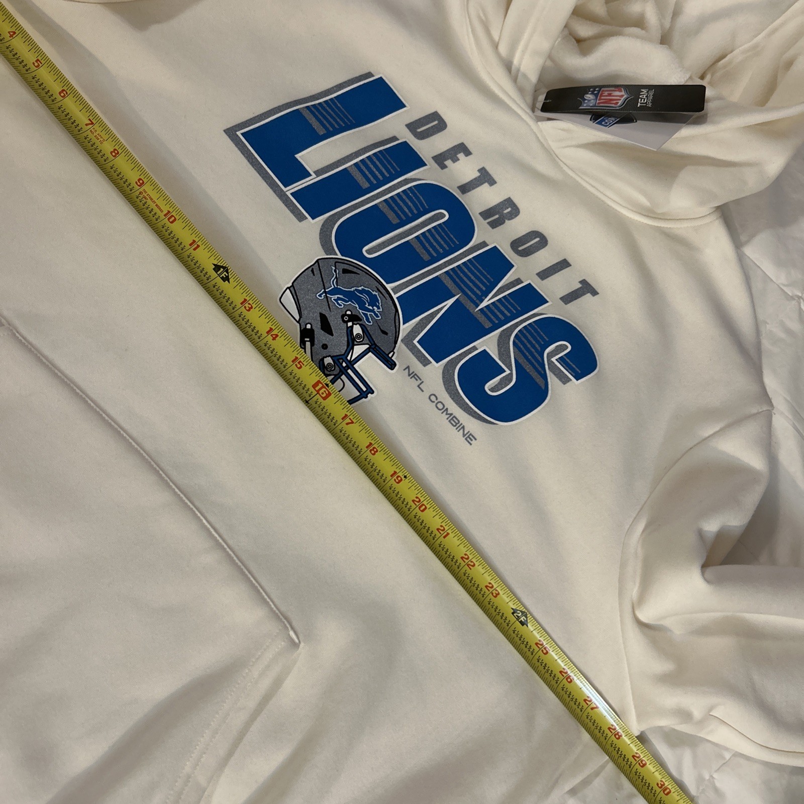 NWT Detroit Lions NFL Combine Fleece-Lined Hoodie Sweatshirt Men's XXL off white thumbnail 6