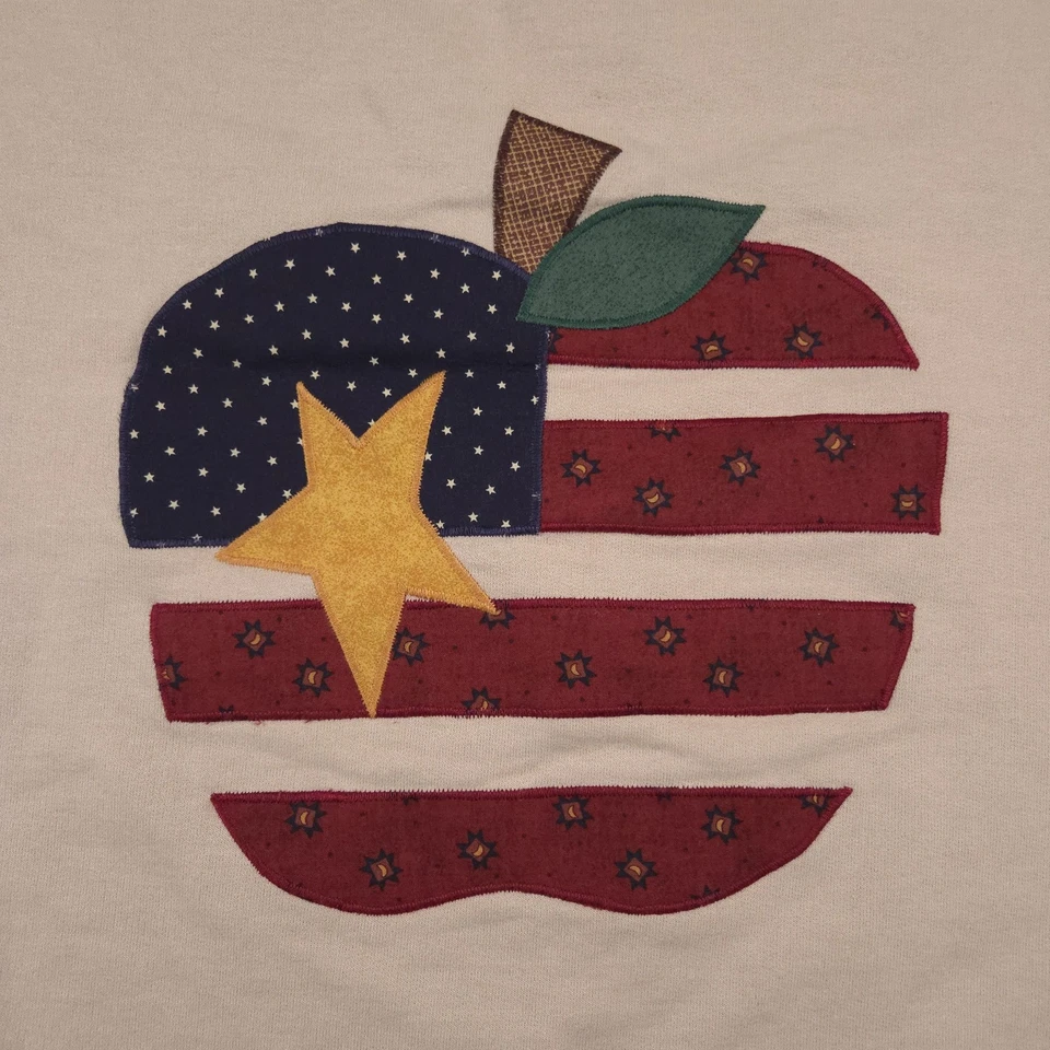 Moletom vintage Jerzees adulto grande patriótico estrela da maçã gola redonda anos 90 EUA - Imagem 4 de 4